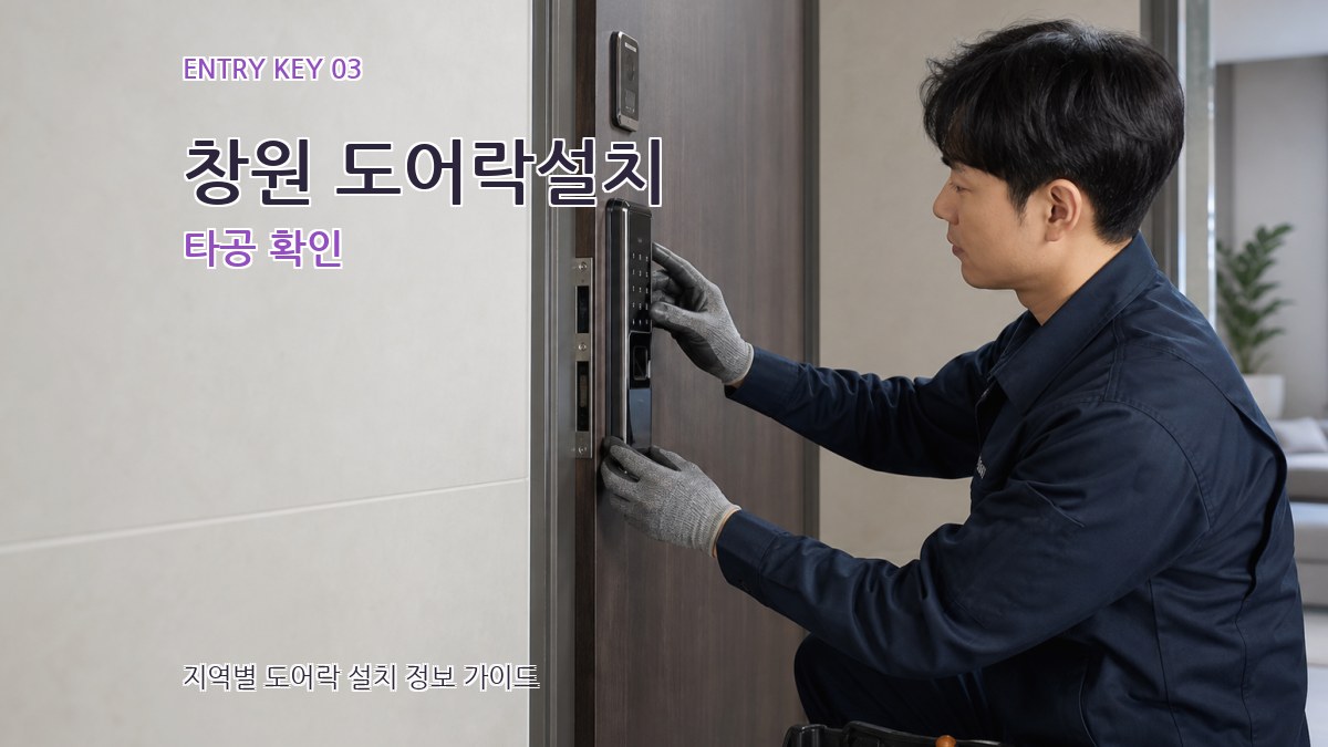 창원 도어락설치 타공 확인