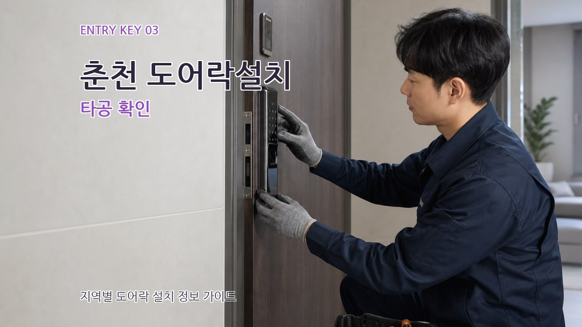 춘천 도어락설치 타공 확인