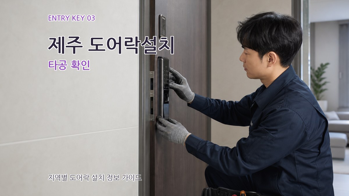 제주 도어락설치 타공 확인