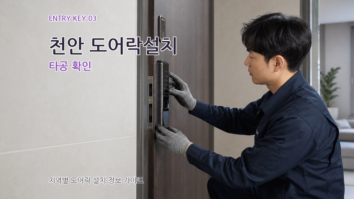 천안 도어락설치 타공 확인