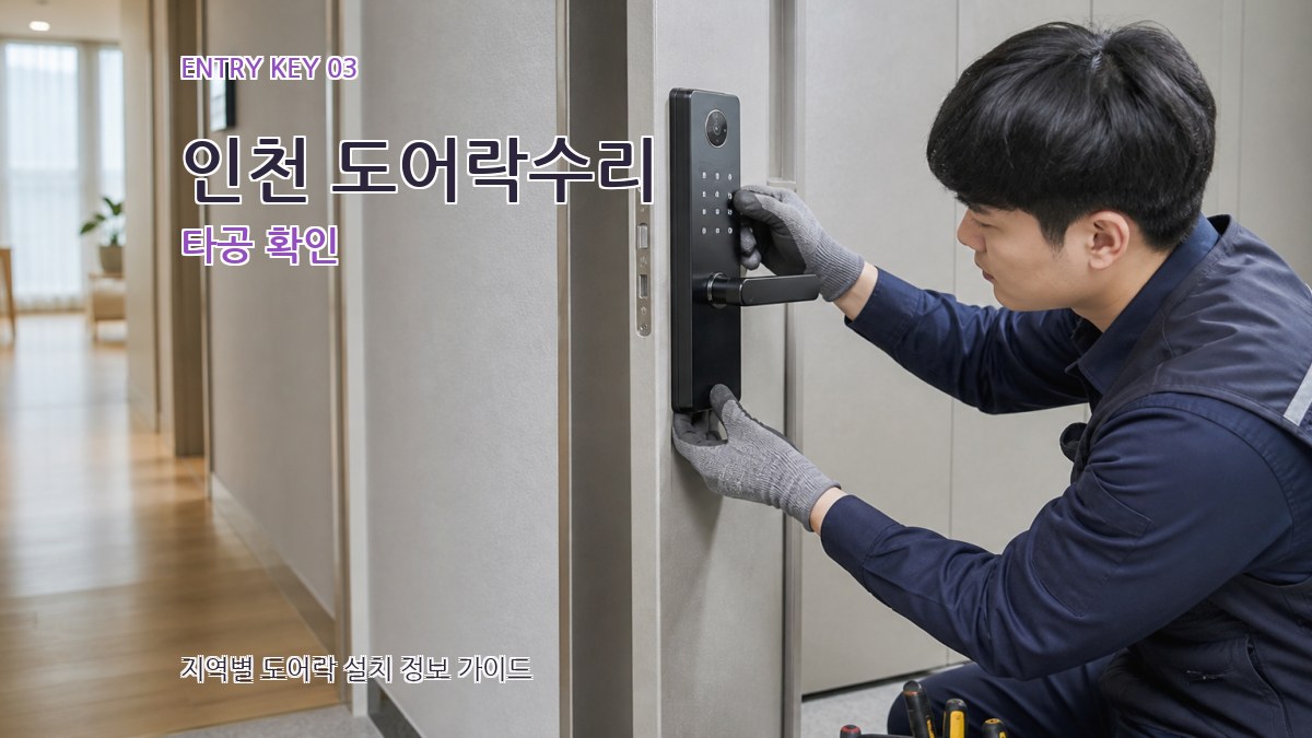 인천 도어락수리 타공 확인