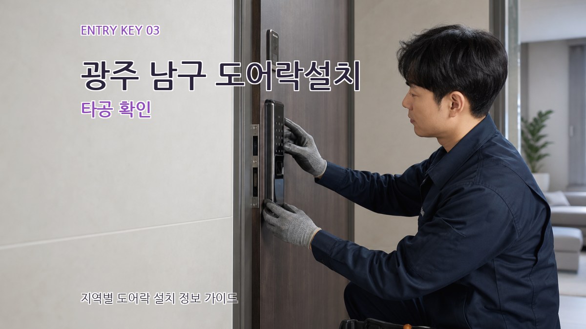광주 남구 도어락설치 타공 확인
